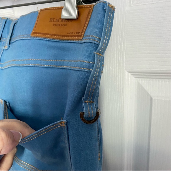 ZARA MAN BLACK TAG BLUE SKINNY PANTS - Picture 7 of 8